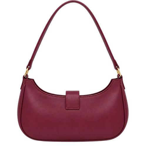 Totsi Basilz Burgundy Shoulder Bag With Elegant Gold Clasp