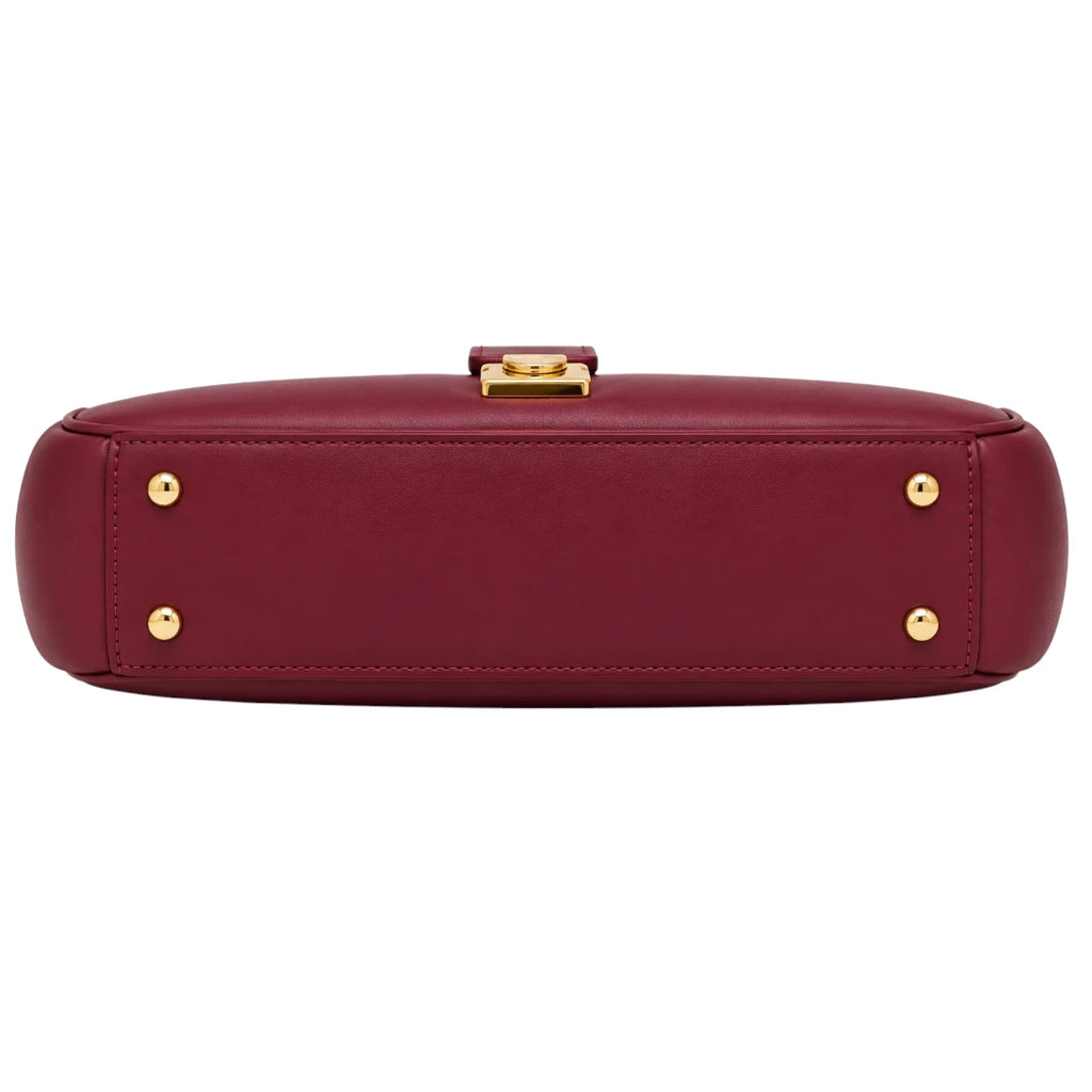 Totsi Basilz Burgundy Shoulder Bag With Elegant Gold Clasp