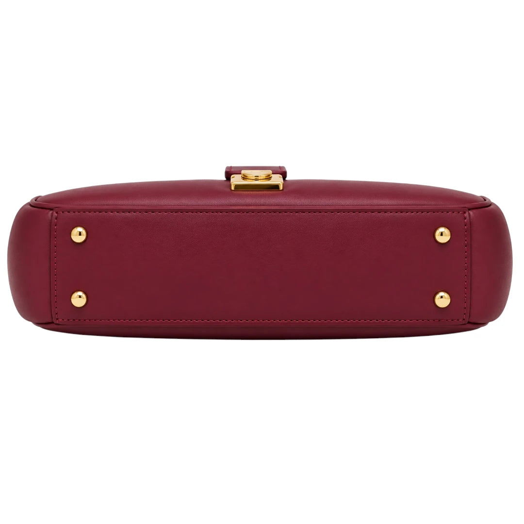 Totsi Basilz Burgundy Shoulder Bag With Elegant Gold Clasp