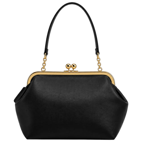 Totsi Black Elegant Kiss Lock Frame Shoulder Handbag