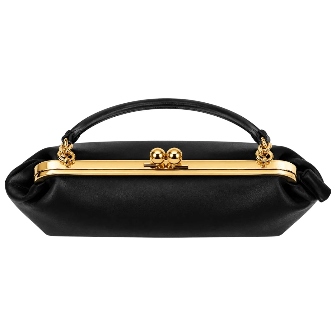 Totsi Black Elegant Kiss Lock Frame Shoulder Handbag