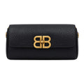 Totsi Black Pebbled Elegant Shoulder Bag with Gold Clasp