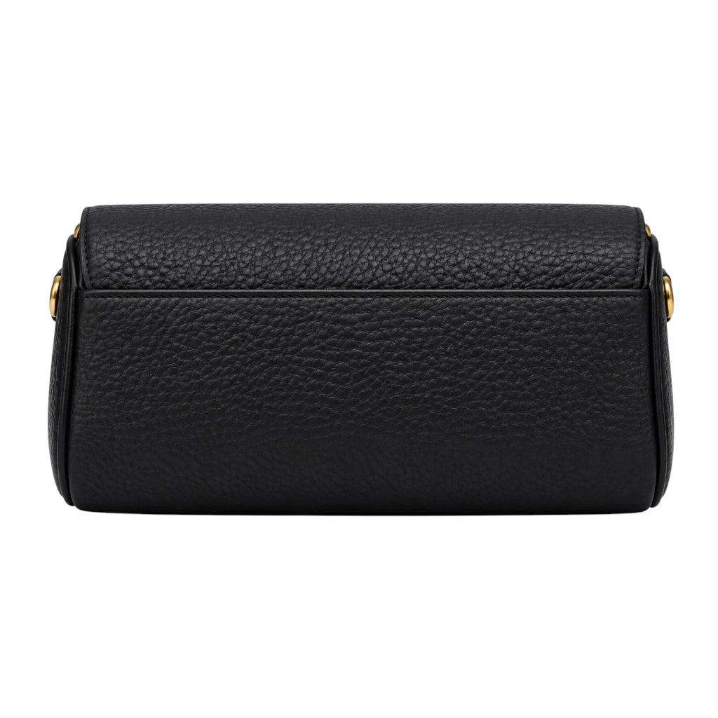 Totsi Black Pebbled Elegant Shoulder Bag with Gold Clasp