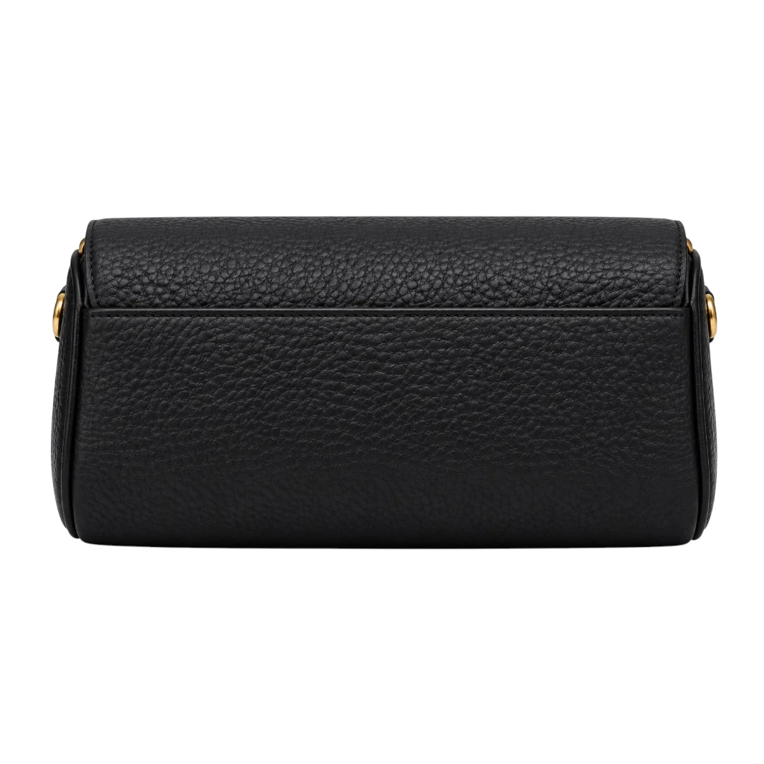 Totsi Black Pebbled Elegant Shoulder Bag with Gold Clasp