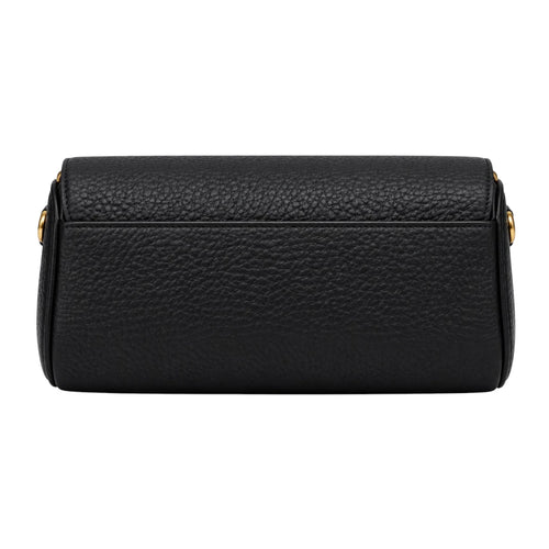 Totsi Black Pebbled Elegant Shoulder Bag with Gold Clasp