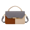 Totsi Gray Cognac Cream Structured Shoulder Satchel Handbag
