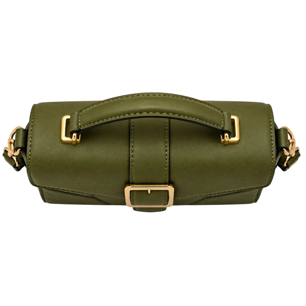 Totsi Olive Green Structured Box Style Shoulder Handbag