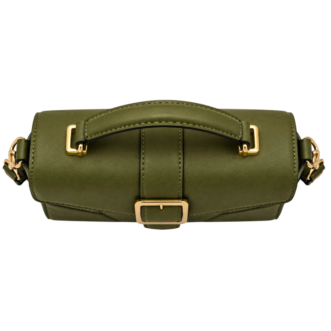 Totsi Olive Green Structured Box Style Shoulder Handbag