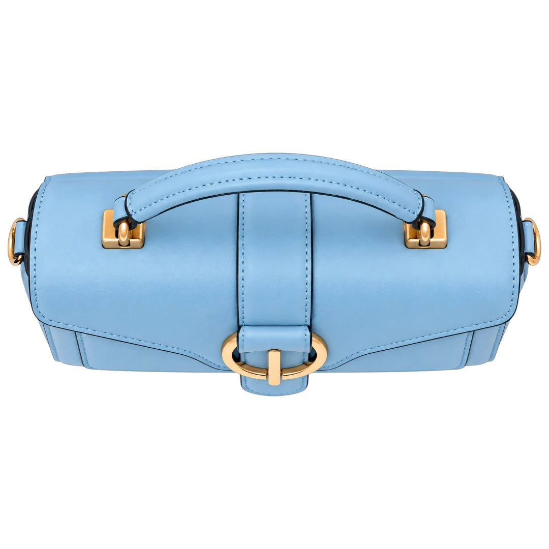 Totsi Sky Blue Structured Box Handbag with Buckle