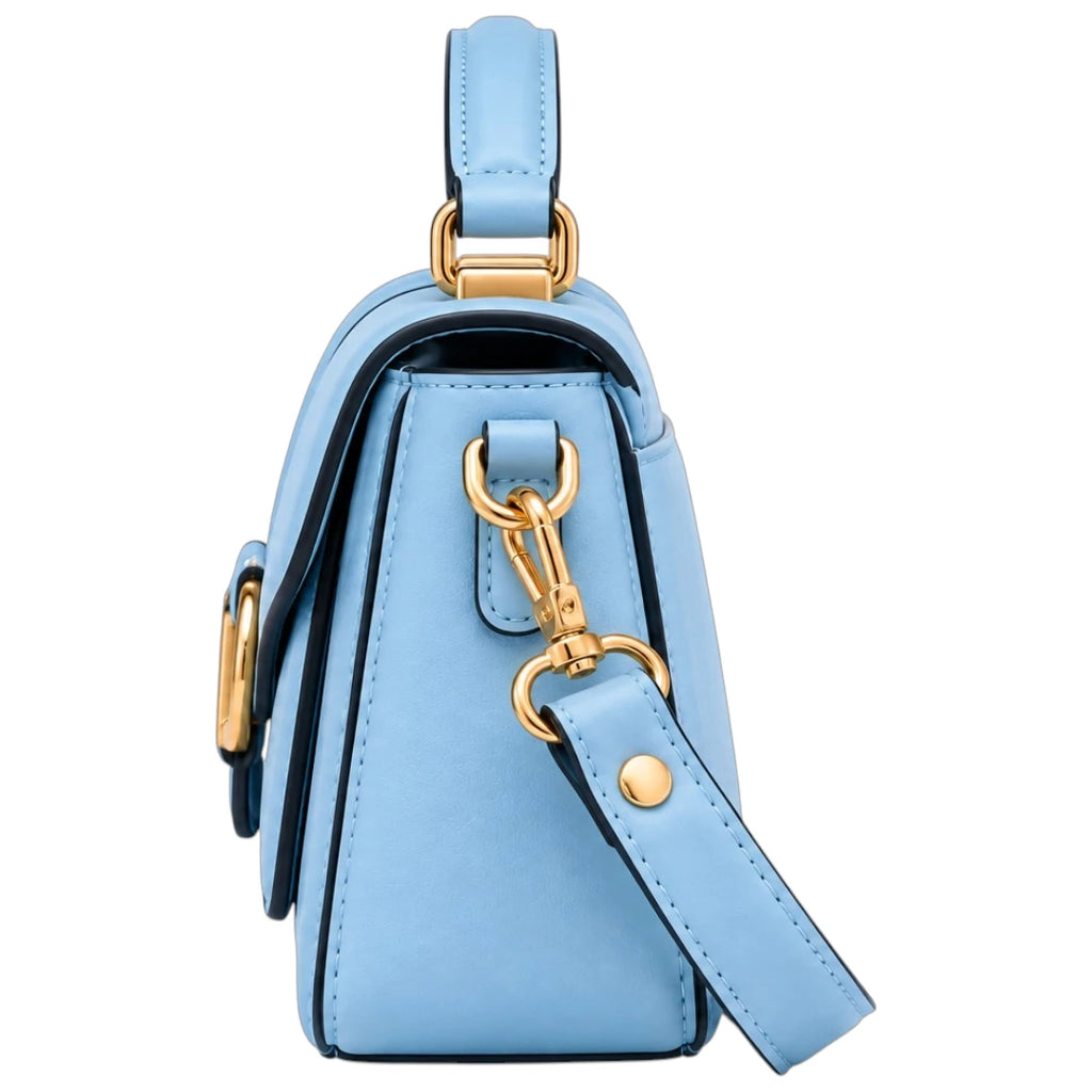 Totsi Sky Blue Structured Box Handbag with Buckle