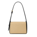 Totsi Beige Black Structured Box Shoulder Bag with Elegance