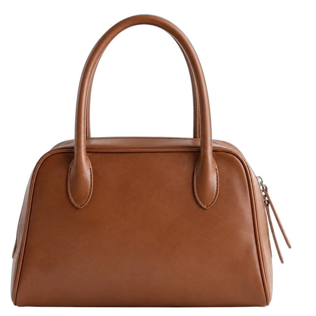 Totsi Classic Brown Structured Top Handle Elegant Fashion Handbag