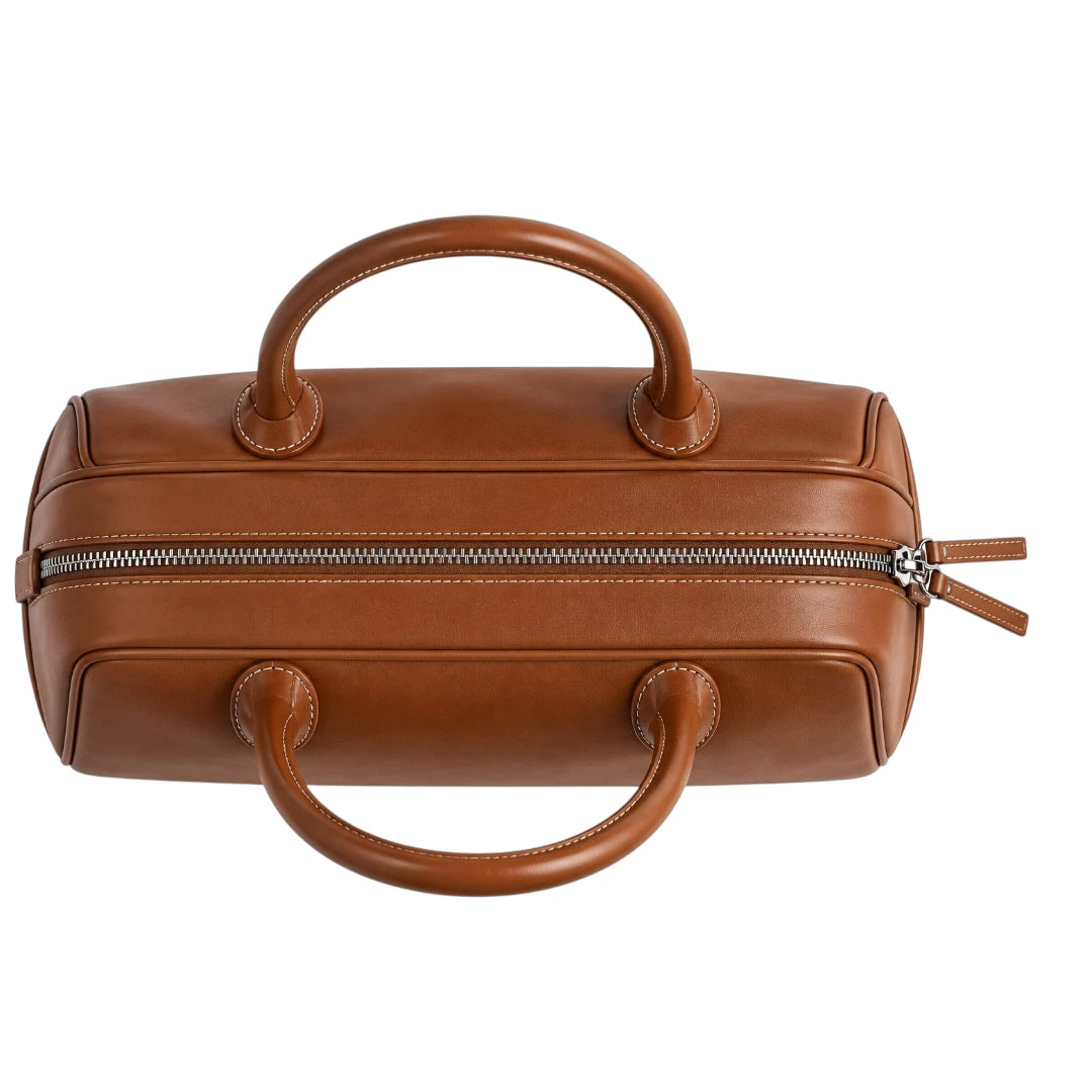Totsi Classic Brown Structured Top Handle Elegant Fashion Handbag