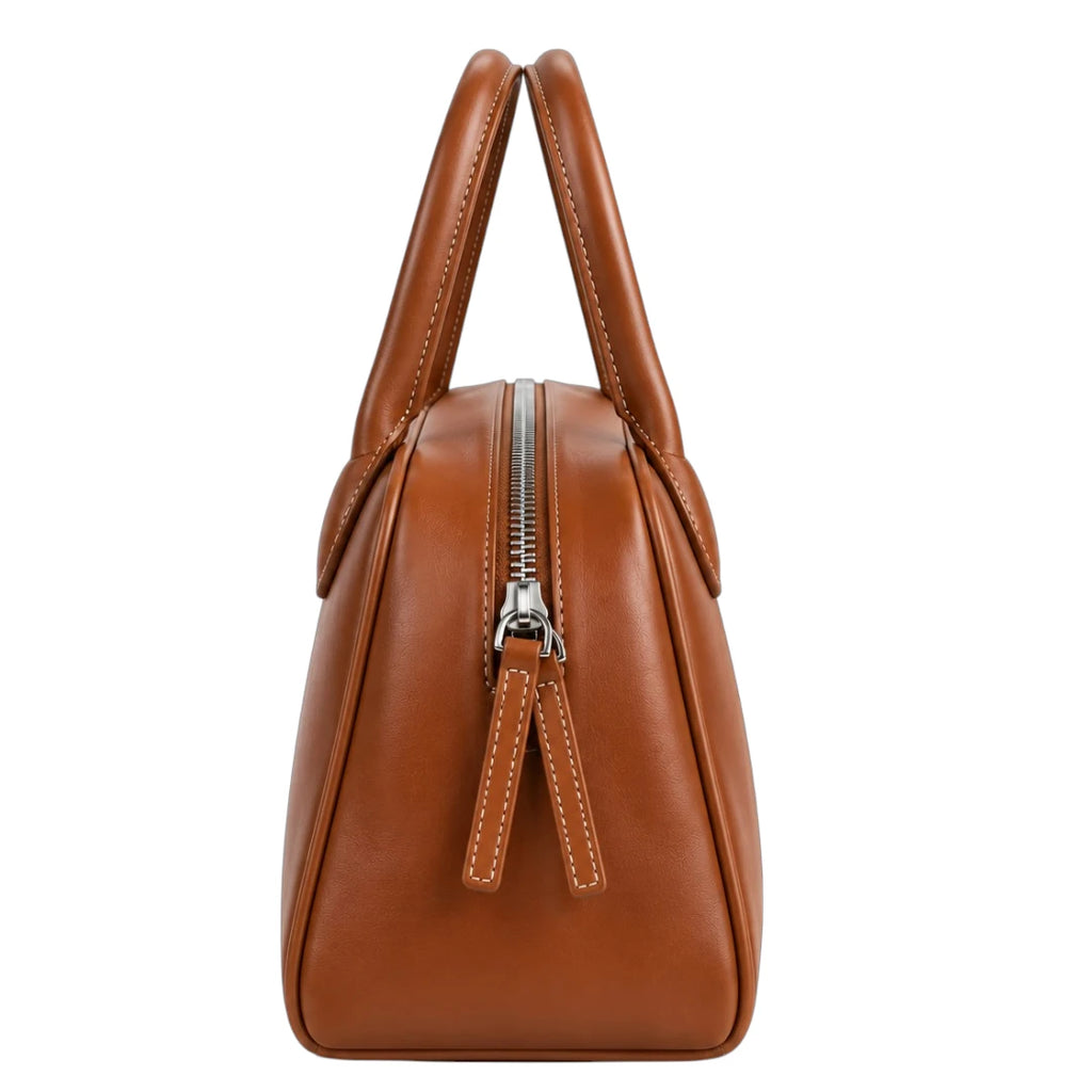 Totsi Classic Brown Structured Top Handle Elegant Fashion Handbag
