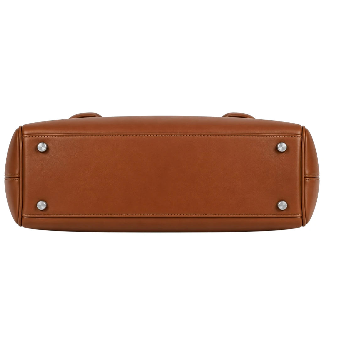 Totsi Classic Brown Structured Top Handle Elegant Fashion Handbag