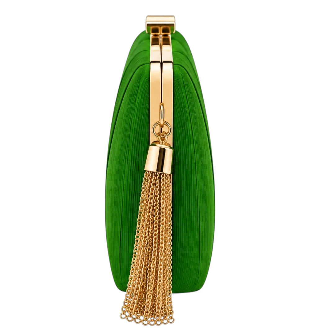 Totsi Emerald Green Geometric Textured Evening Clutch Bag