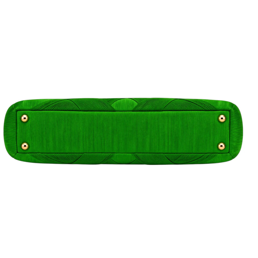Totsi Emerald Green Geometric Textured Evening Clutch Bag