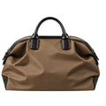 Totsi Olive Brown Leather Trimmed Duffel Tote Bag
