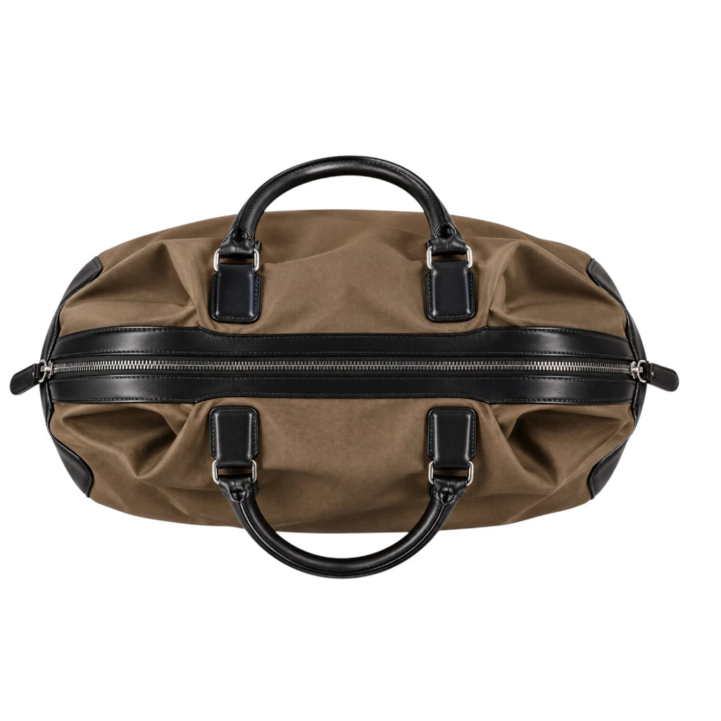 Totsi Olive Brown Leather Trimmed Duffel Tote Bag